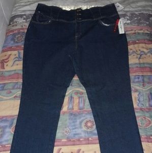 Straight leg high rise jeans